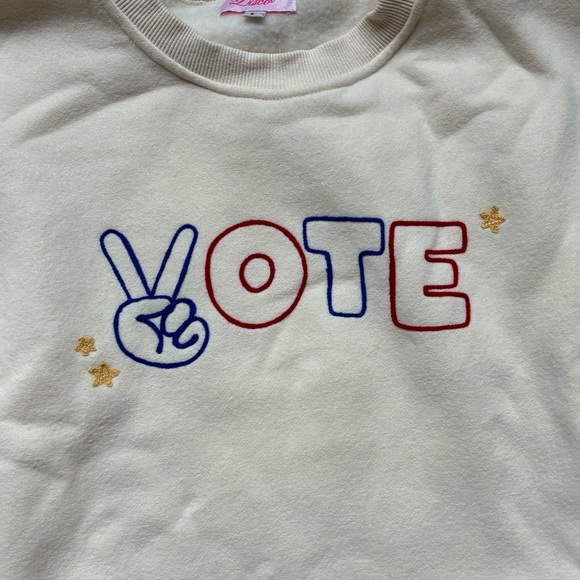 Daily Disco Peace Sign Vote Embroidered Sweatshirt - Picture 2 of 3